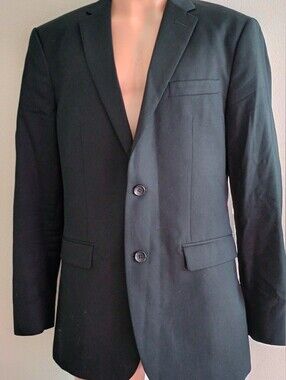 Classic Black Men's Blazer  Tailored Two-Button Jacket Banana Republic 100% Wool
